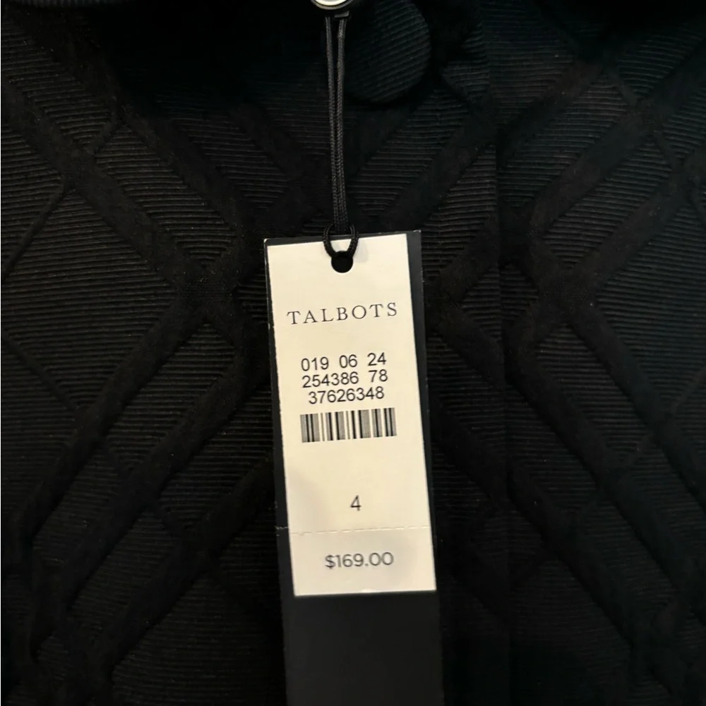Talbots NWT Black Diamond Pattern Suit Jacket Size 4